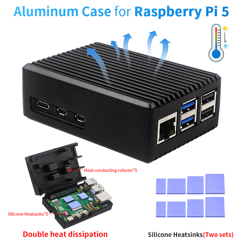 Raspberry Pi 5 8Gb Kit - Obudowa ze stopu aluminium Raspberry Pi