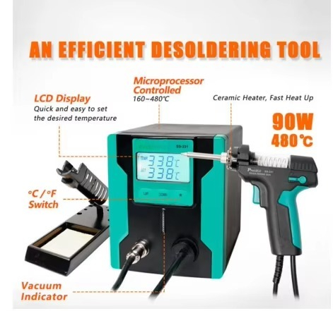 Desoldering Gun Vacuum Electric - Bezpieczna dla ESD cyfrowa elektryczna pompa